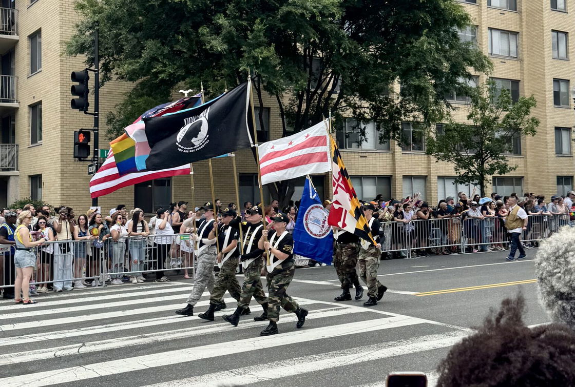 The parade with members of workers unions demonstrating their support for the LGBTQ+ community. 
